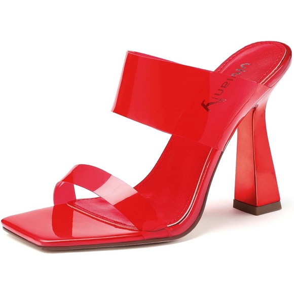 Vivianly Shoes - VIVIANLY Clear Pointed Toe Sandals Stiletto Heels Transparent Strap High Heels